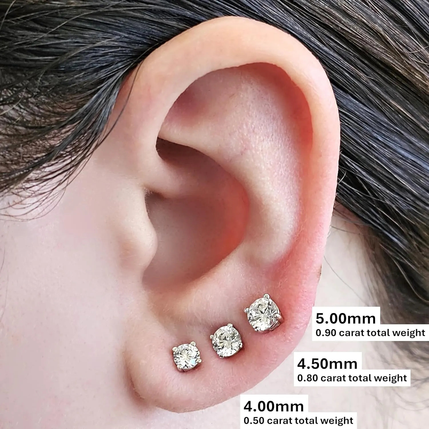14K Solid Gold Post & Silver Simulated Diamond Stud Earrings-cubic zirconia earrings studs .30ct to 8.00ct