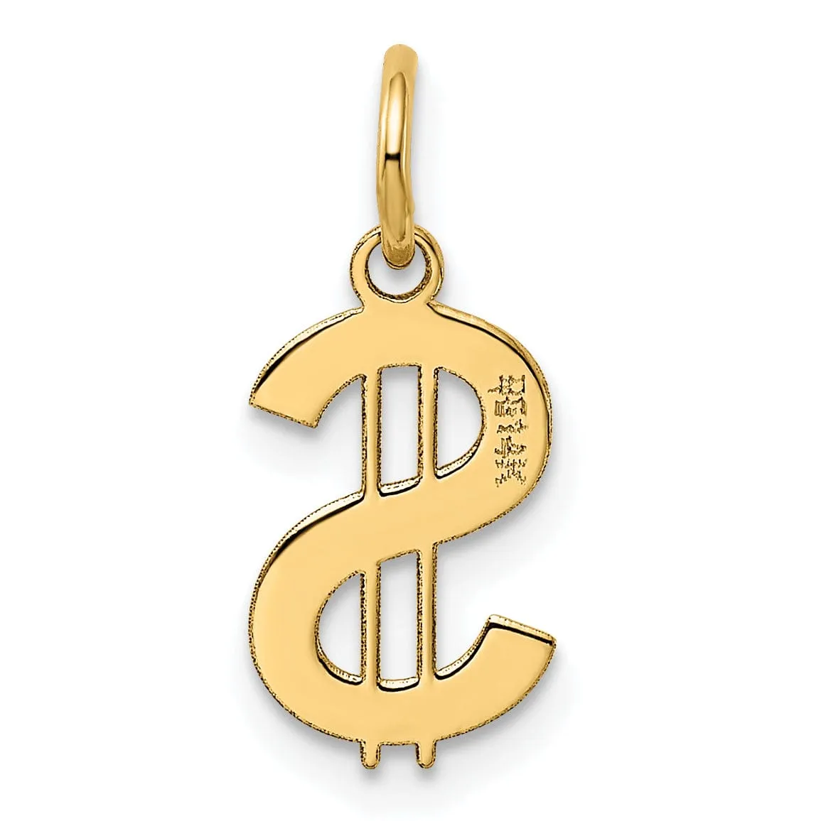 14k Yellow Gold Polished Finish Flat Back Dollar Sign Charm Pendant