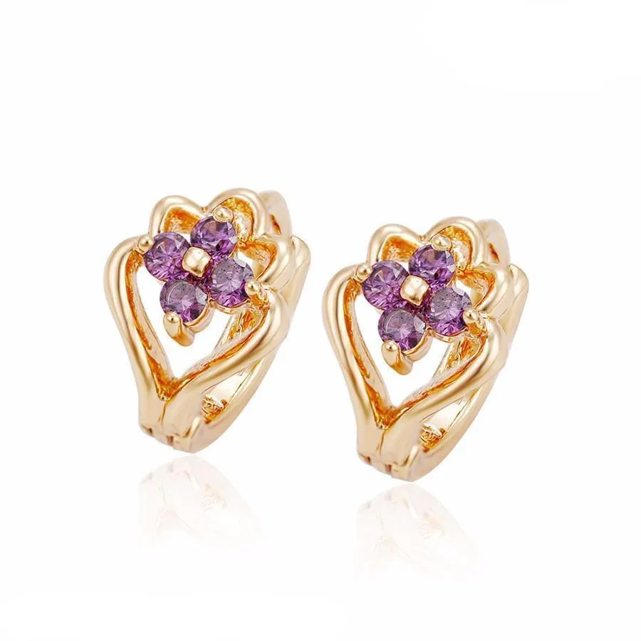 18K Gold Violot Stone Earring