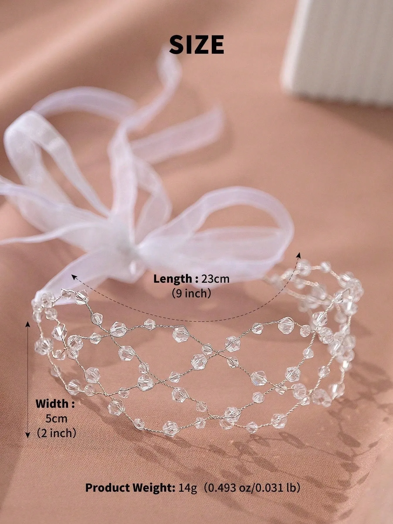 1pc Women Rhinestone Decor Glamorous Hair Band For Party Elegant Tiaras Crystal Headband Fashion Versatile Bridal Headwear Handmade Beaded Grid Crystal Wide Headband For Women