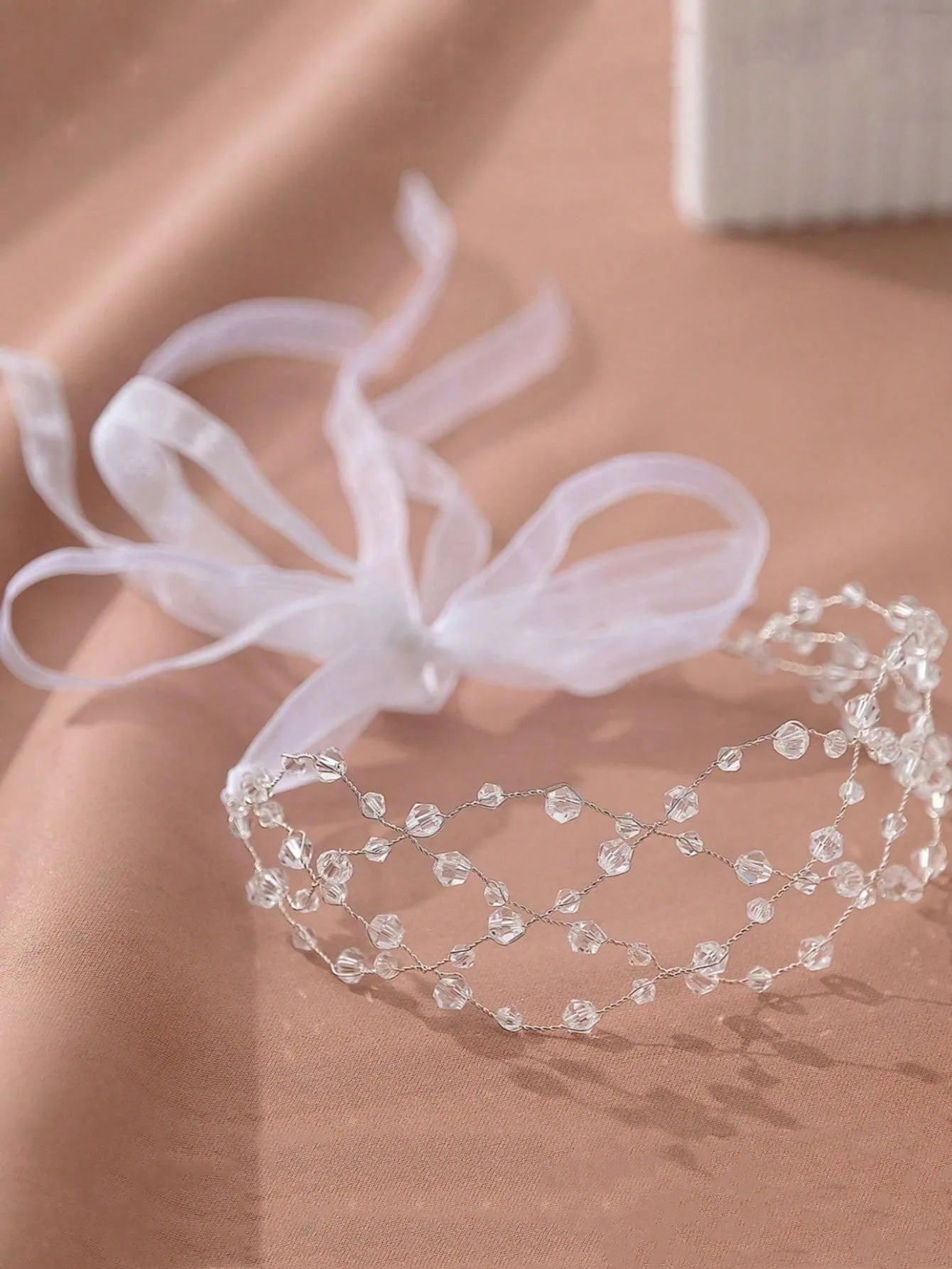 1pc Women Rhinestone Decor Glamorous Hair Band For Party Elegant Tiaras Crystal Headband Fashion Versatile Bridal Headwear Handmade Beaded Grid Crystal Wide Headband For Women