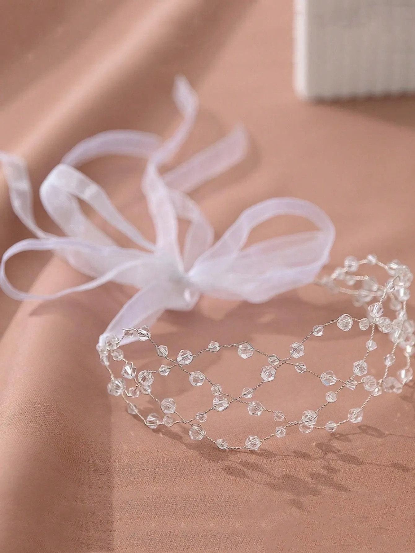 1pc Women Rhinestone Decor Glamorous Hair Band For Party Elegant Tiaras Crystal Headband Fashion Versatile Bridal Headwear Handmade Beaded Grid Crystal Wide Headband For Women
