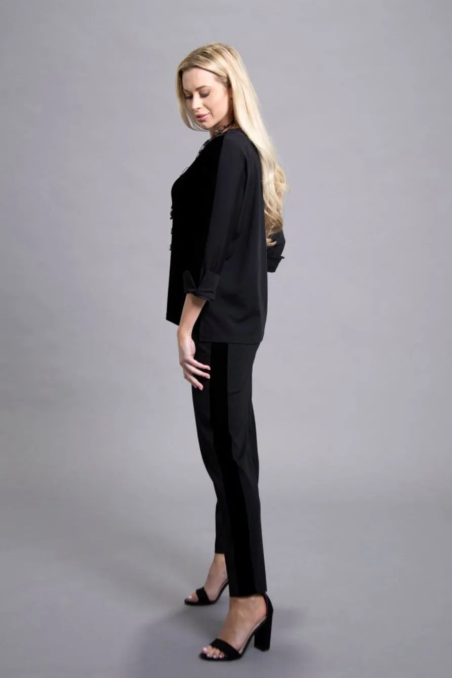 26" High Neck Velvet Front Top