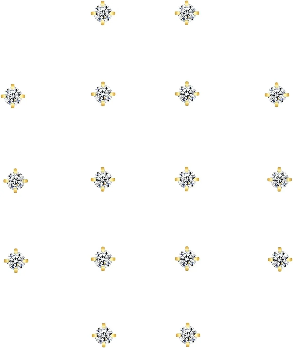8 Pairs Tiny Flat Back Earrings for Women Men 14K Gold Plated Surgical Stainless Steel Stud Earrings Cubic Zirconia Cartilage Earring Hypoallergenic Piercing Jewelry, 2mm 3mm 4mm
