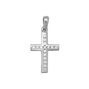9ct White Gold Cross Zirconia Pendant PN088W