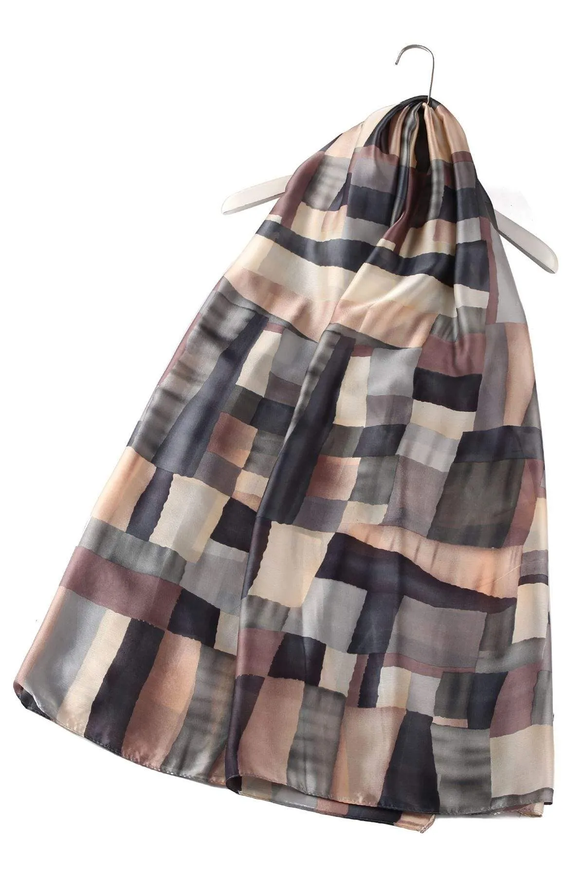 Block Colour Patchwork Silk Scarf various colours