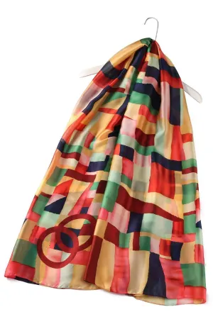 Block Colour Patchwork Silk Scarf various colours