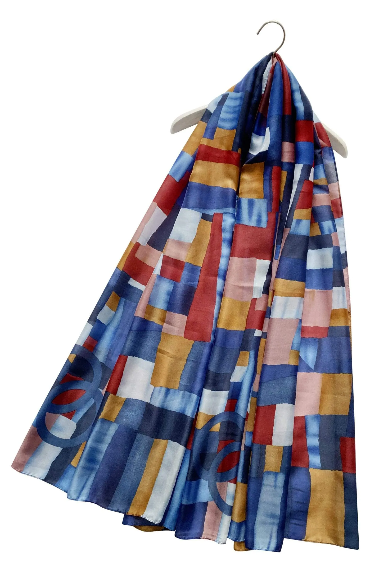 Block Colour Patchwork Silk Scarf various colours