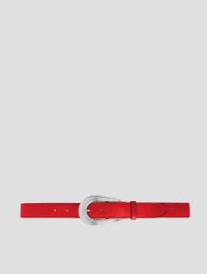 CAVALIERE MODERN WESTERN BELT IN RED CALFSKIN