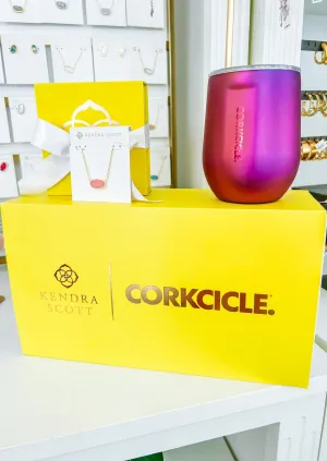 Corkcicle Elisa Necklace Gift Set - Gold/Light Pink Drusy