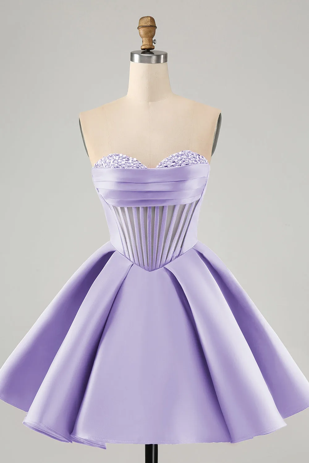 Cute Fuchsia A Line Sweetheart Corset Mini Dress with Beading