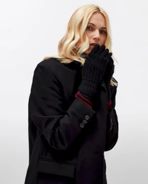 Double Layer Wool Gloves in Black