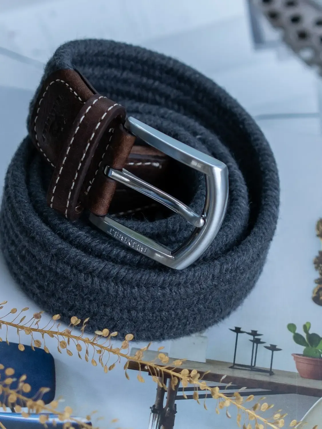 Elastic woven belt Steel Grey