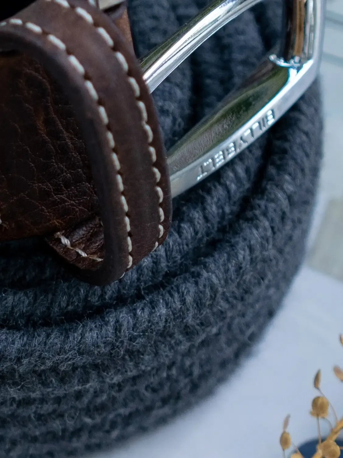 Elastic woven belt Steel Grey