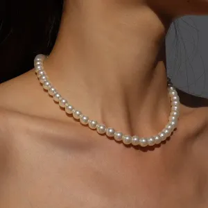 Elegant Big Pearl Choker Necklace For Women Trend Wedding Party Jewelry Imitation Pearl X0172