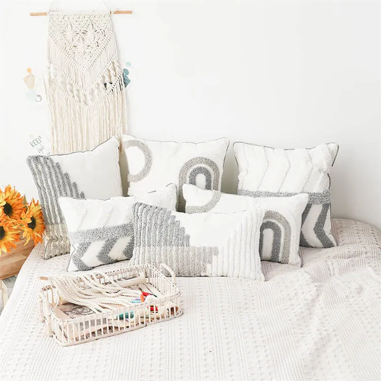 Geometric Woven Tufted Lumbar Pillow | Arrow