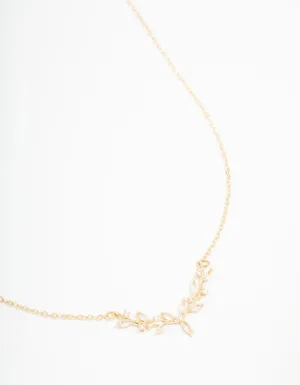 Gold Cubic Zirconia Vine Necklace