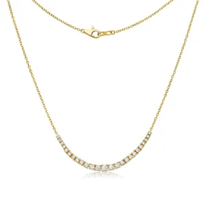 Graduated Diamond Bar Necklace (1.00 ct.) 4-Prongs Setting in 14K Gold