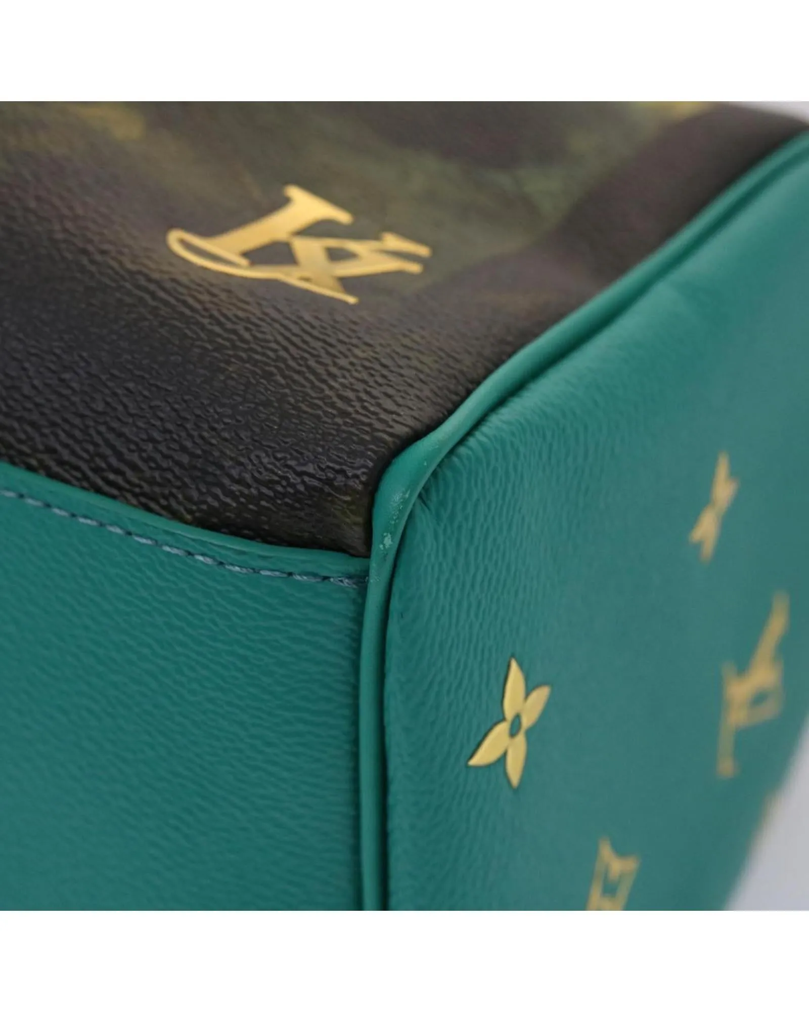 Green PVC Leather Hand Bag with Padlock and Key Charm