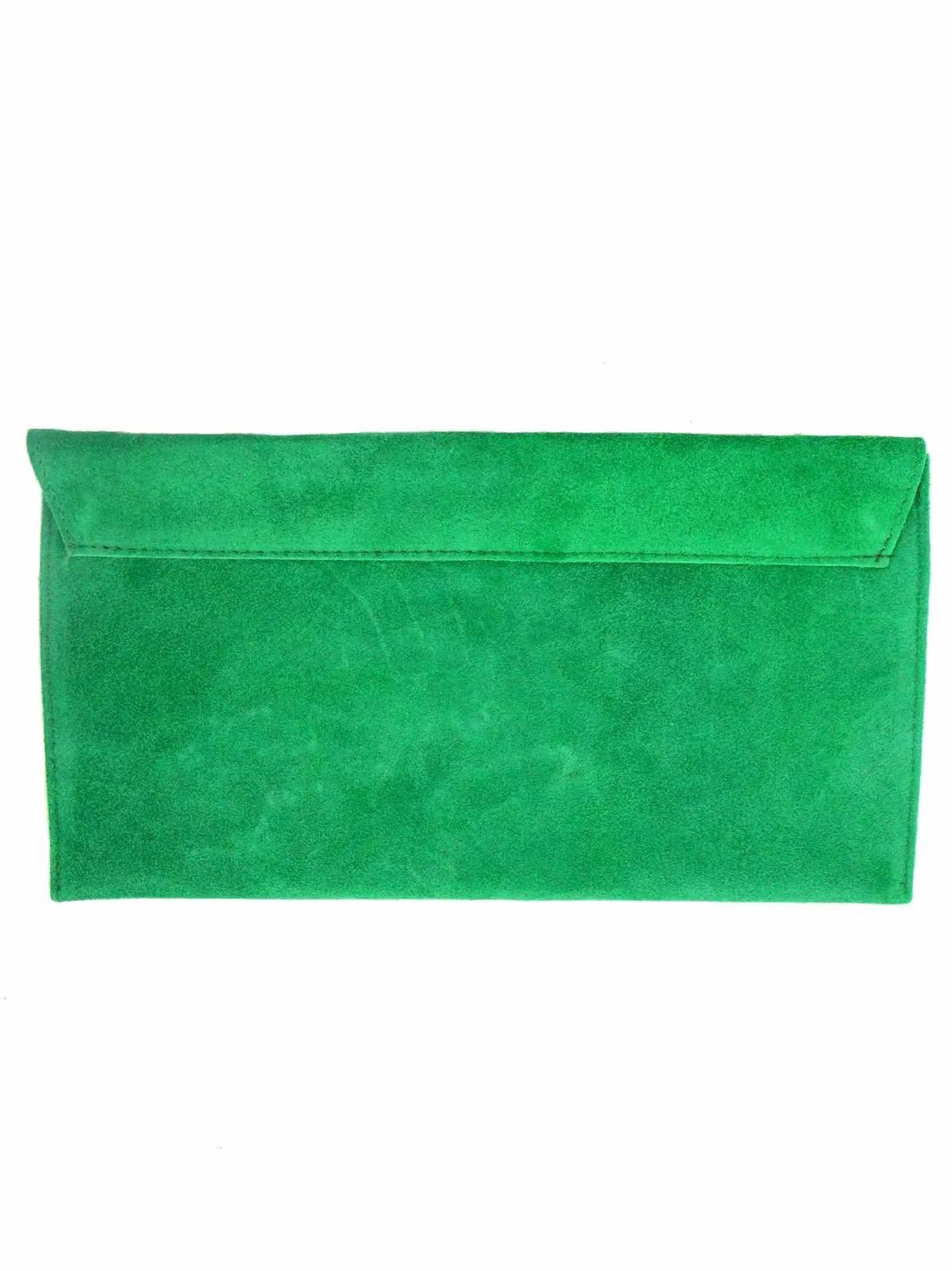 Green Real Suede Vintage Look Envelope Clutch Bag