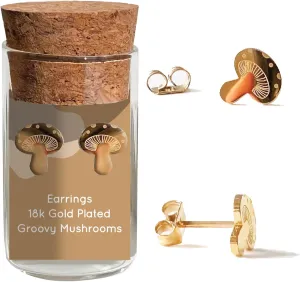Groovy Mushroom Stud Earrings  Whimsical Nature-inspired Jewelry  Stainless Steel  18k Gold  18k Rose-Gold Plated  Cute Glass Jar Packaging  Plastic-Free Groovy Mushroom Stud Earrings  Whimsical Nature-inspired Jewelry  Stainless Steel  18k Gold  18k Rose-Gold Plated  Cute Glass Jar Packaging  Plastic-Free