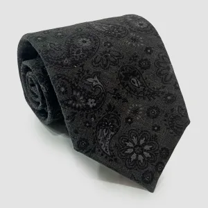 ISAIA tie-  Grey Paisley