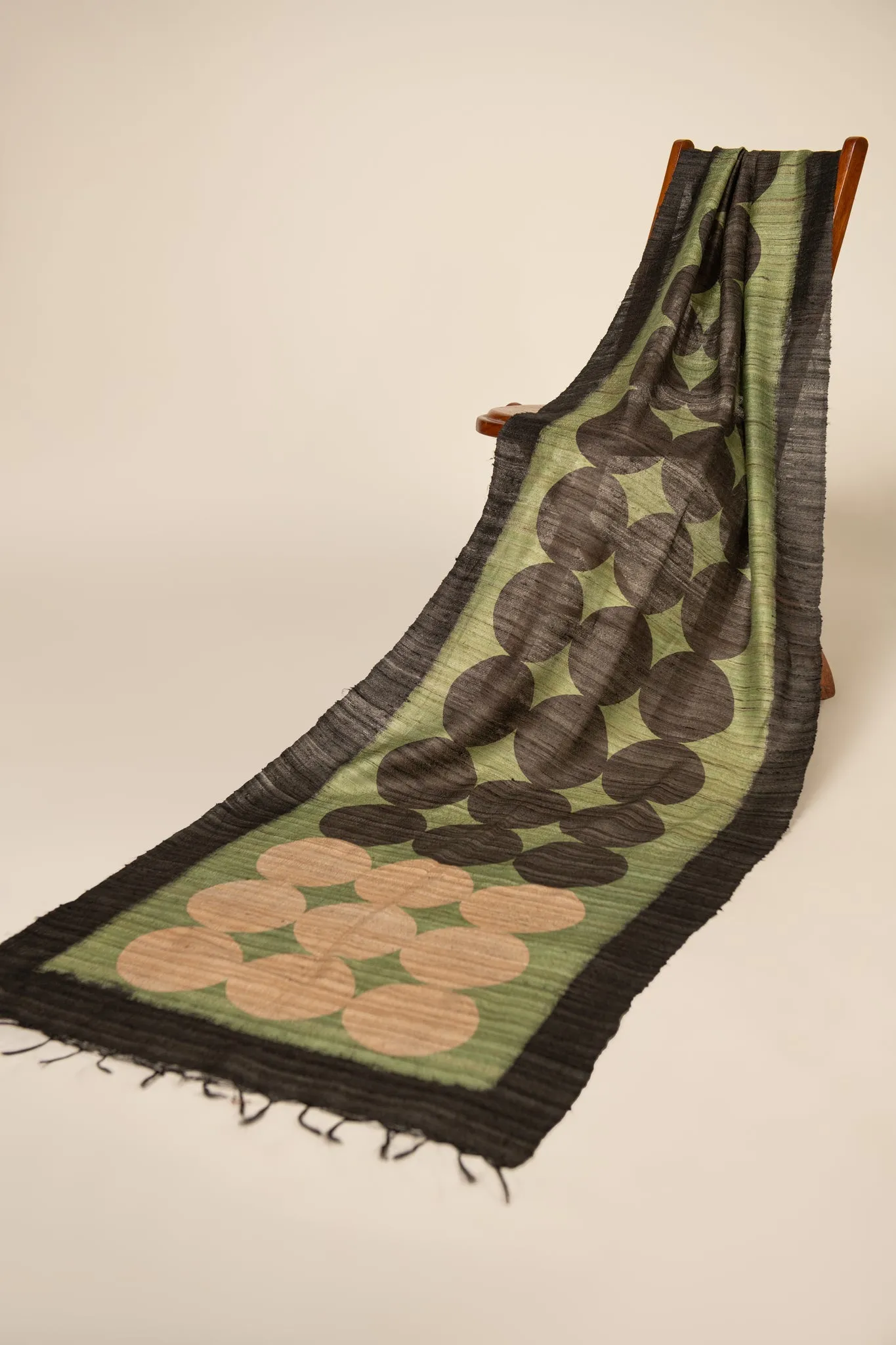 Jade Tussar Peace Silk Scarf