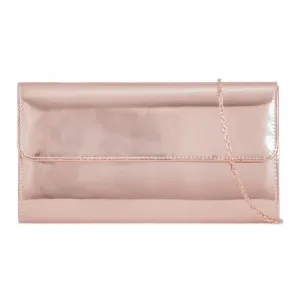 Koko Rose gold Metallic patent clutch 457