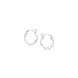LOVCIA Premium 10mm Elegant Sterling Silver Rhodium-Plated Small Hoop Earrings