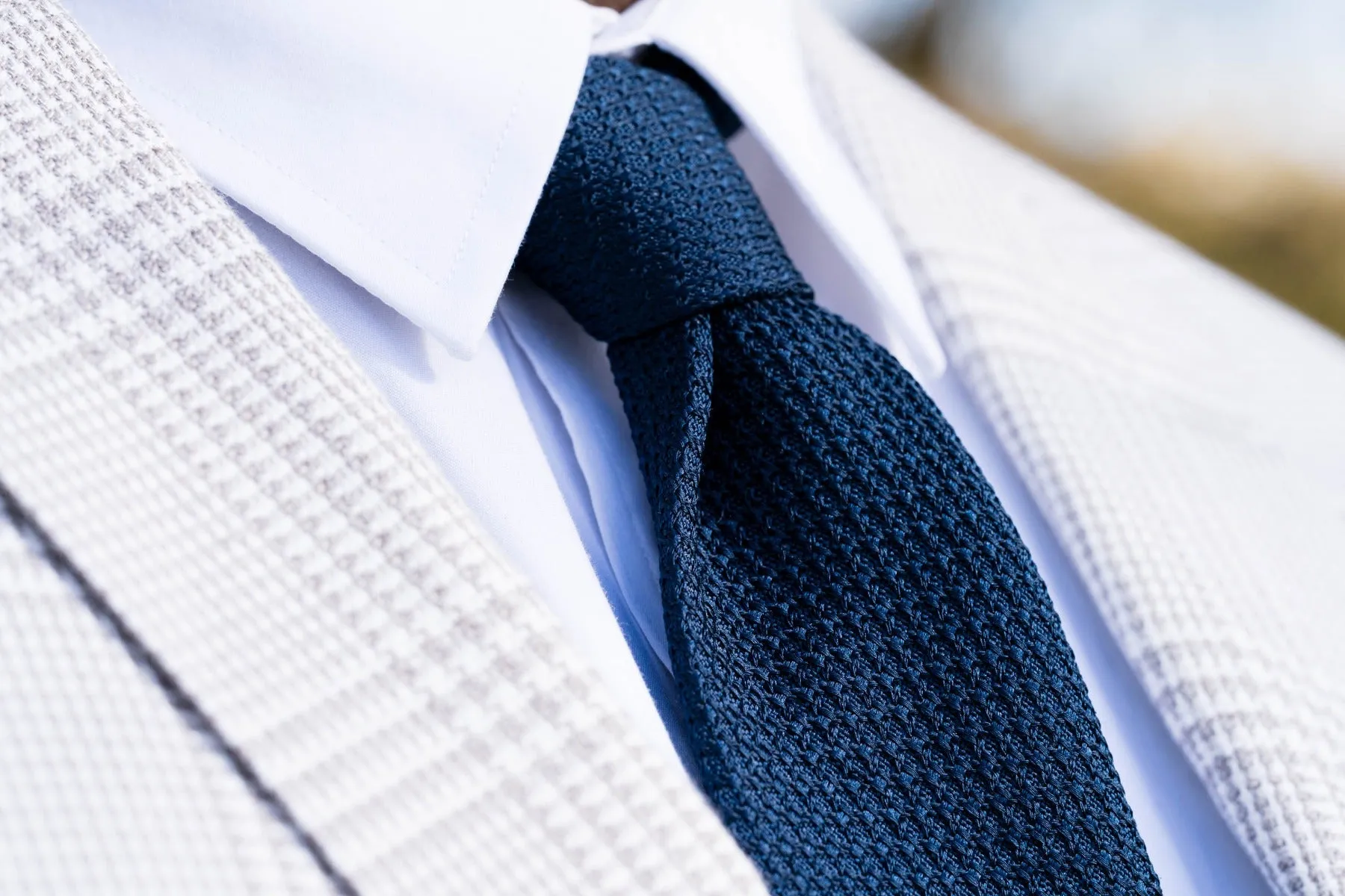 Navy Blue Grenadine Silk Tie
