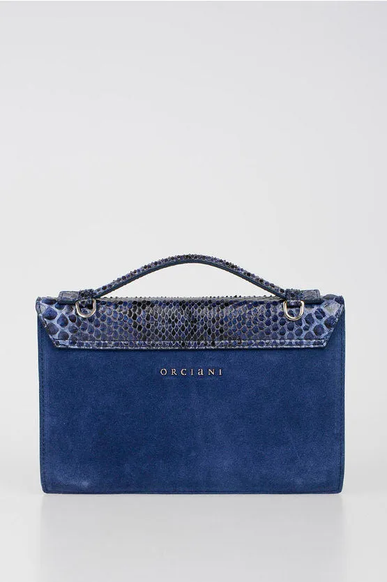 Orciani Suede Leather and Snake Hand Bag Unica One size