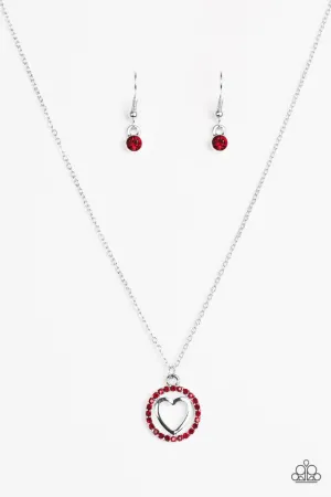Paparazzi Necklace ~ Change Of HEART-THROB- Red
