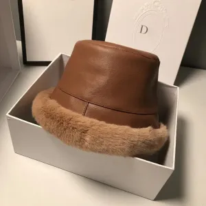 Plush Vegan Leather Winter Outdoor Bucket Hats