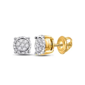 Radiant Beauty: 10kt Yellow Gold Diamond Cluster Earrings