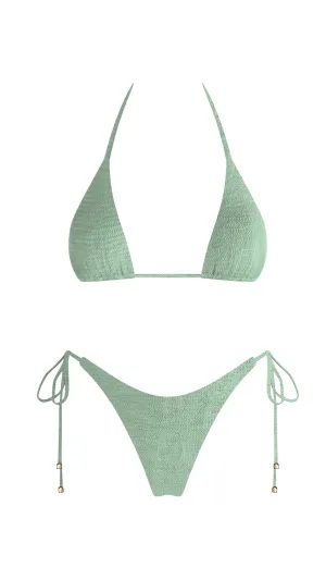 Ripple Triangle Bikini Top Tea Green