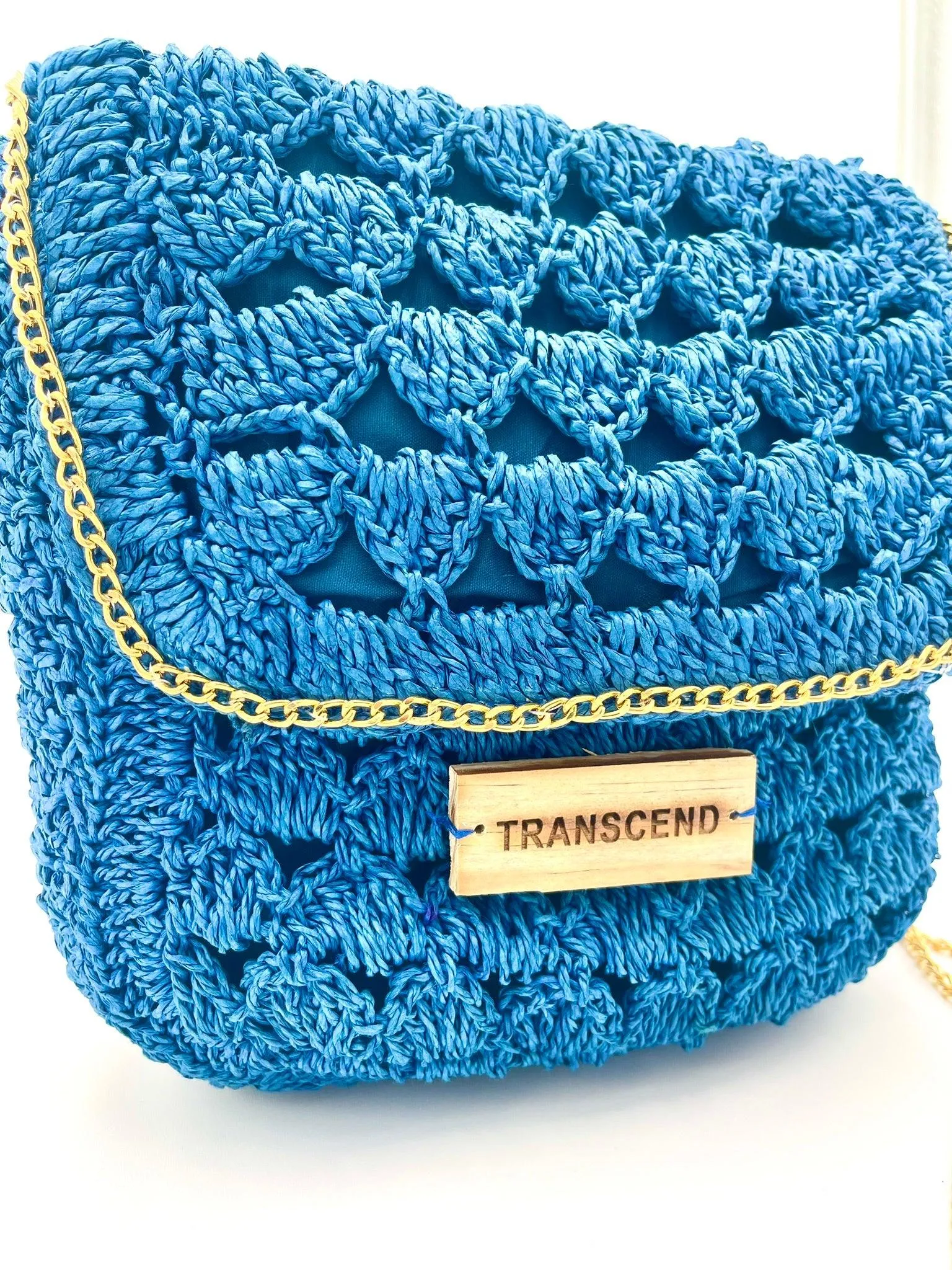 SERENA | Handwoven Natural Raffia Flap Bag / Crossbody in Blue and Green Colors