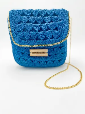 SERENA | Handwoven Natural Raffia Flap Bag / Crossbody in Blue and Green Colors