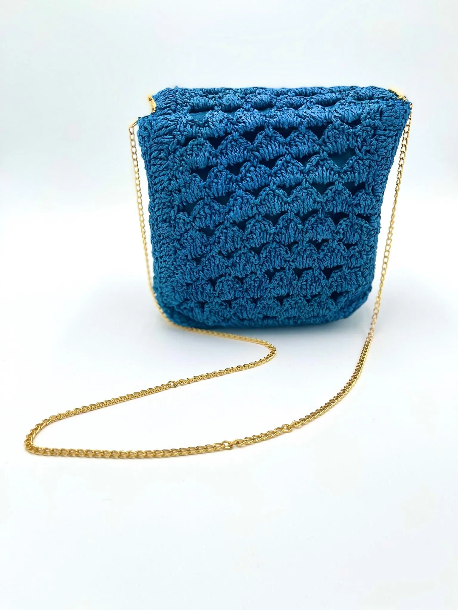 SERENA | Handwoven Natural Raffia Flap Bag / Crossbody in Blue and Green Colors