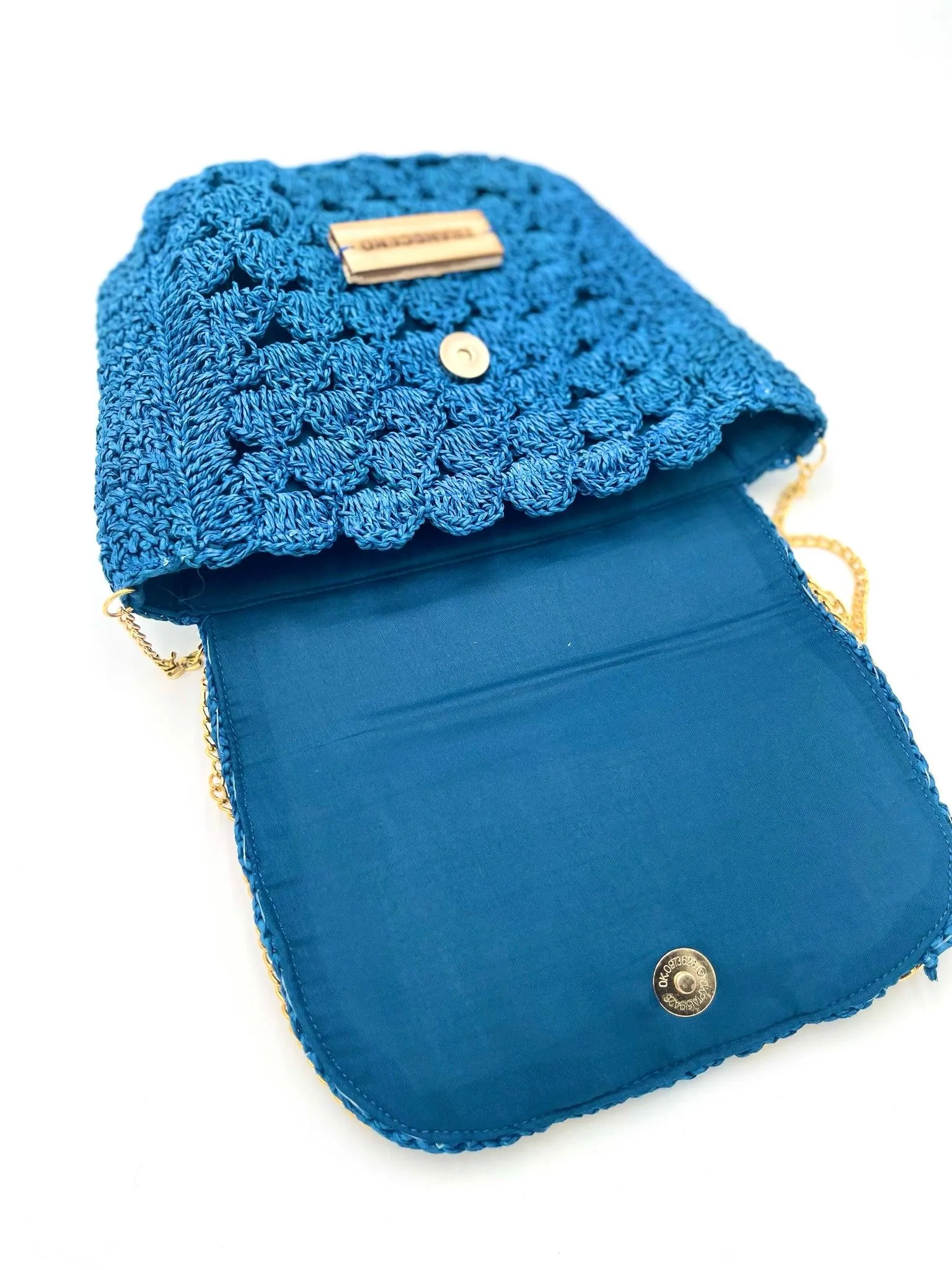 SERENA | Handwoven Natural Raffia Flap Bag / Crossbody in Blue and Green Colors