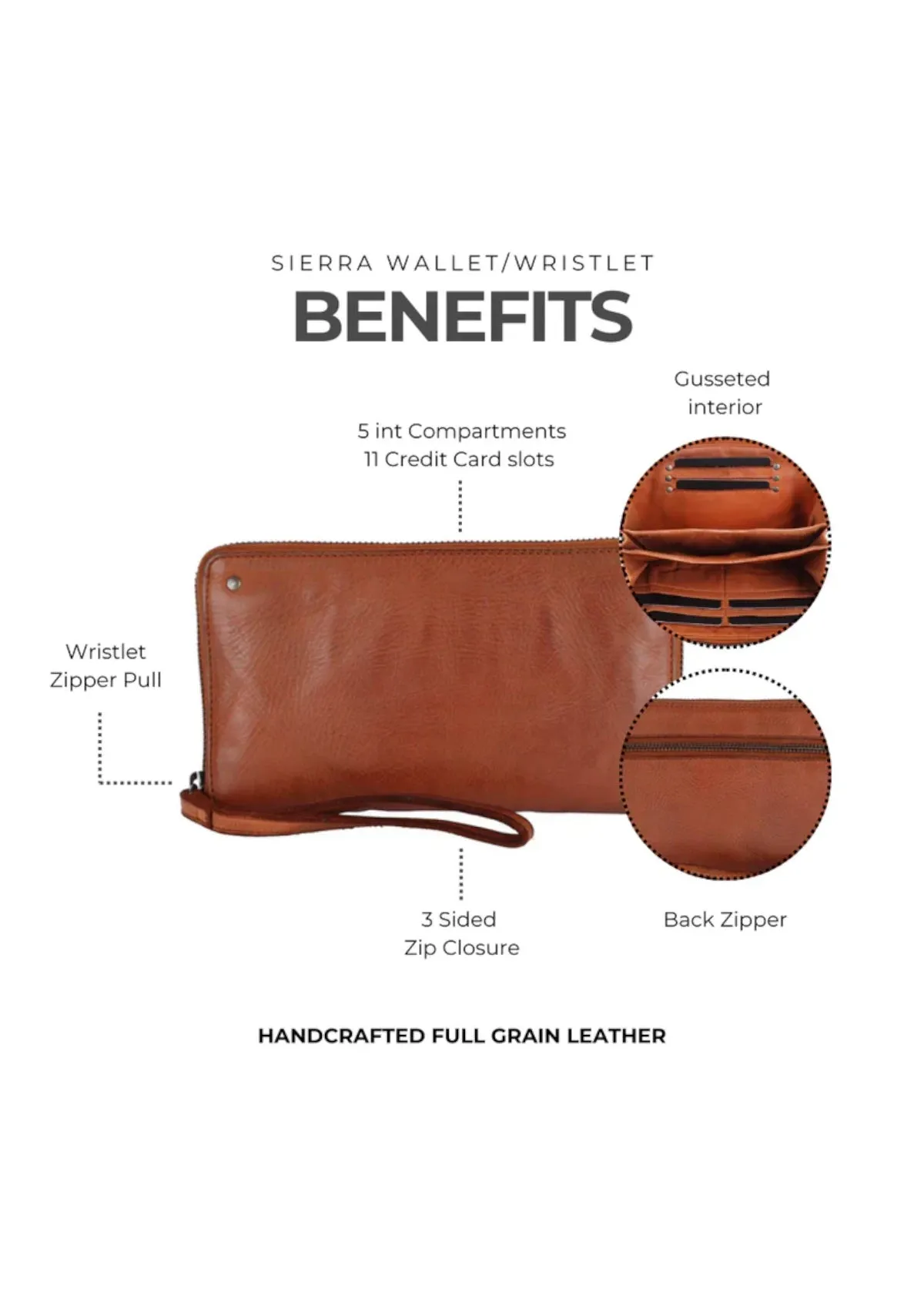 Sierra Wrist Wallet - Cognac