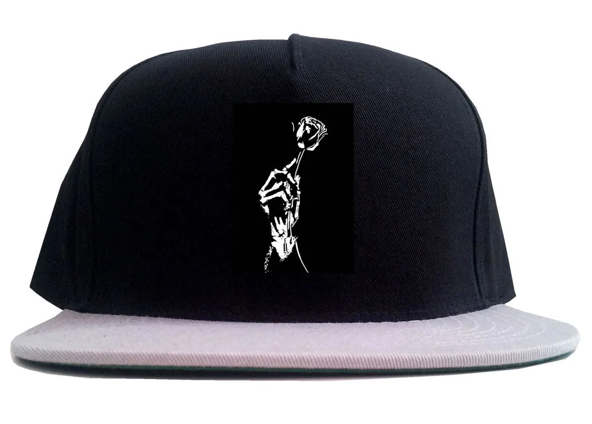Skeleton Hand Rose 2 Tone Snapback Hat Cap