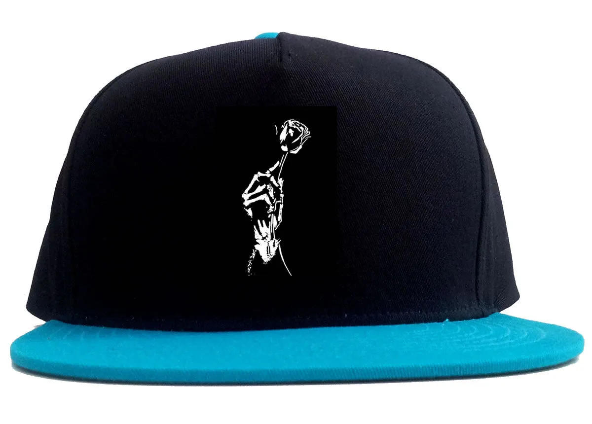 Skeleton Hand Rose 2 Tone Snapback Hat Cap