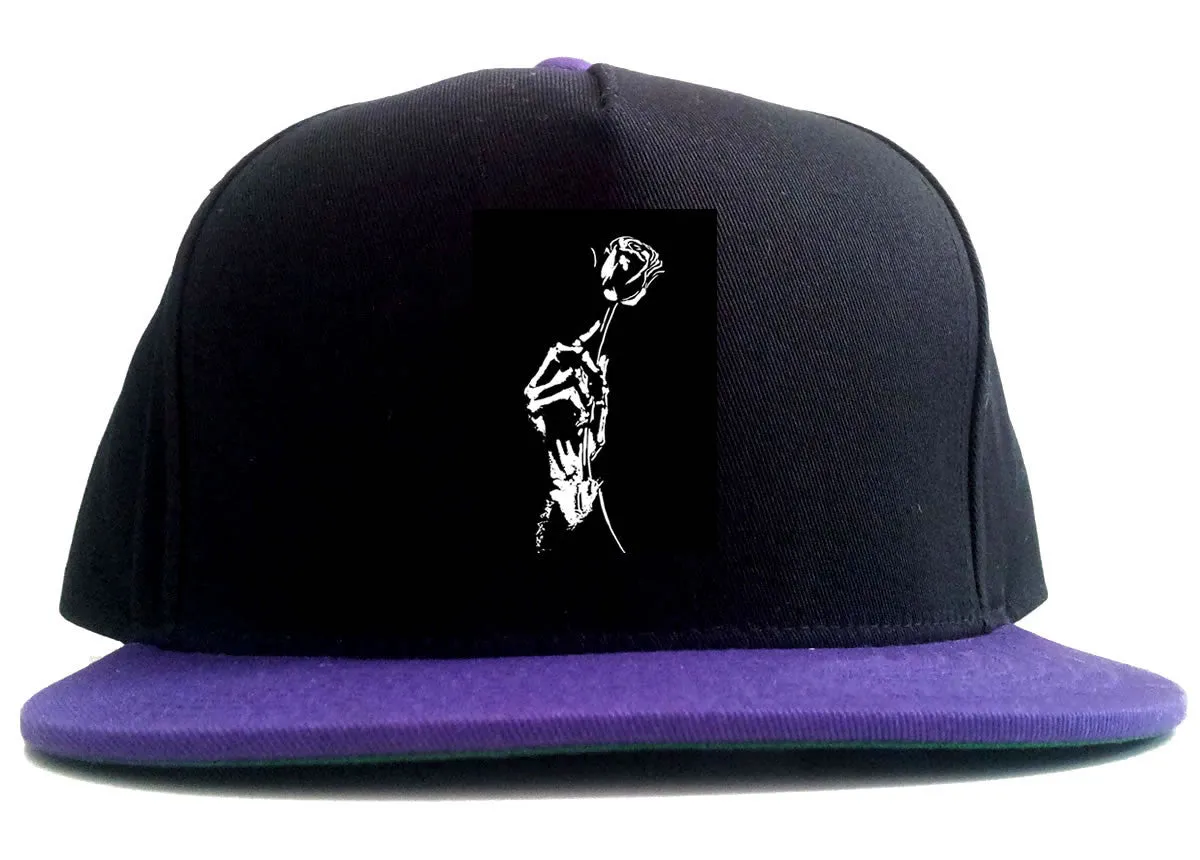 Skeleton Hand Rose 2 Tone Snapback Hat Cap
