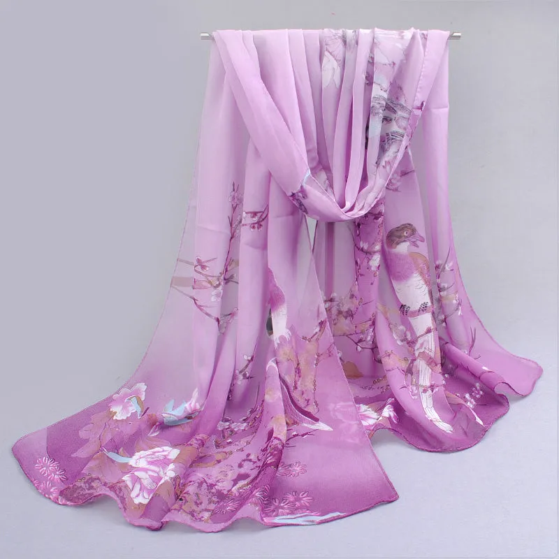 Thin chiffon polyester silk scarf