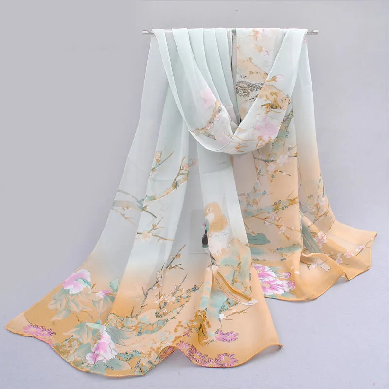 Thin chiffon polyester silk scarf