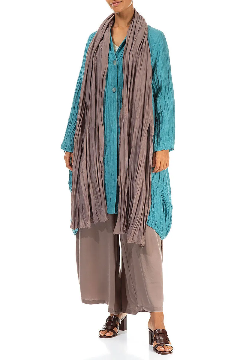 Truffle Crumpled Pure Silk Scarf