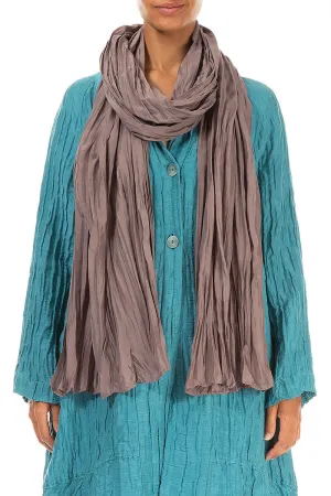 Truffle Crumpled Pure Silk Scarf