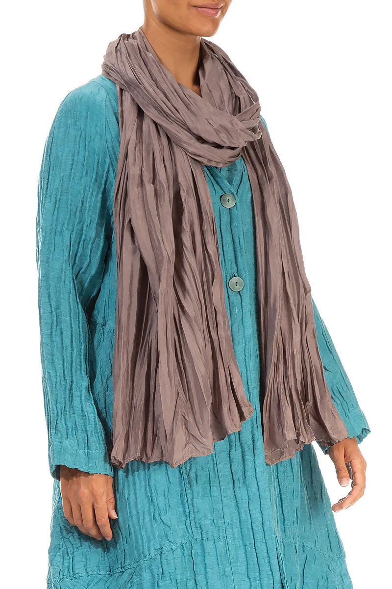 Truffle Crumpled Pure Silk Scarf