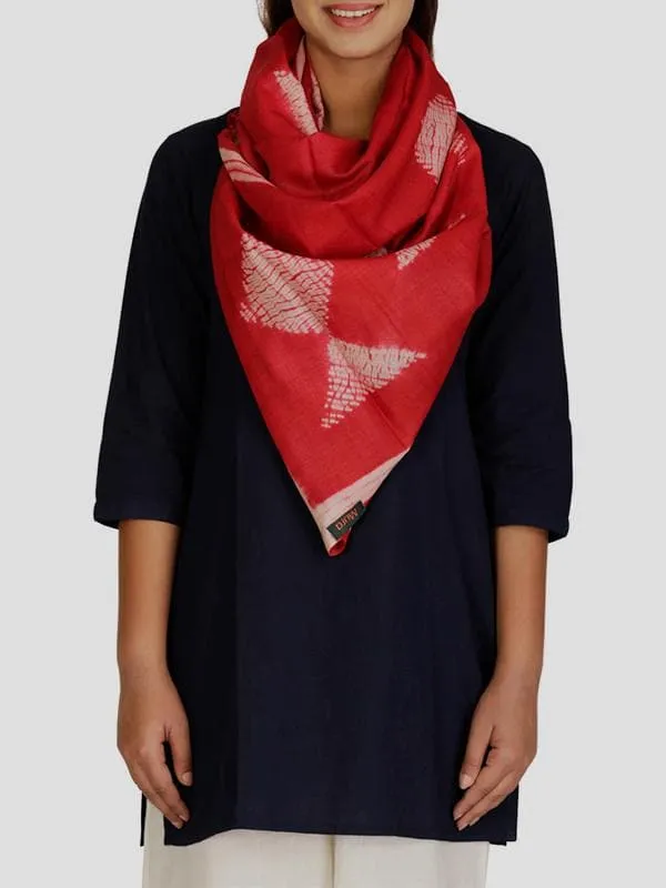 Tussar Silk Shibori Stole Red