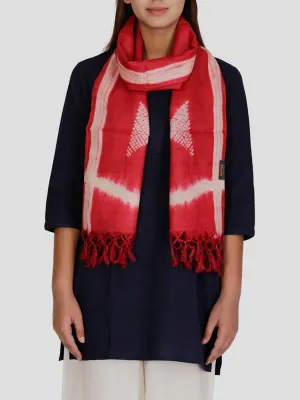 Tussar Silk Shibori Stole Red